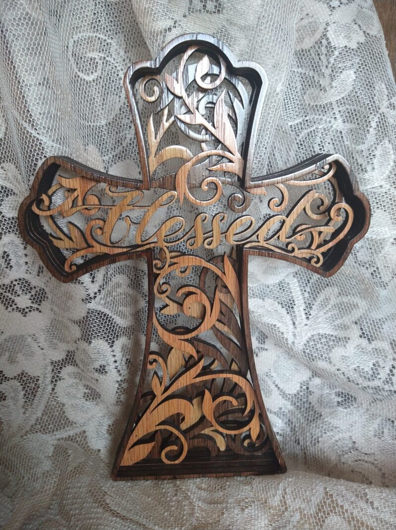 "Blessed" Layered Cross