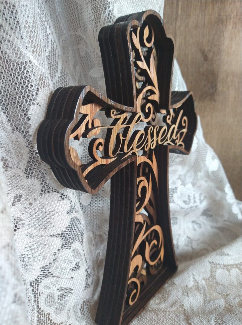 "Blessed" Layered Cross